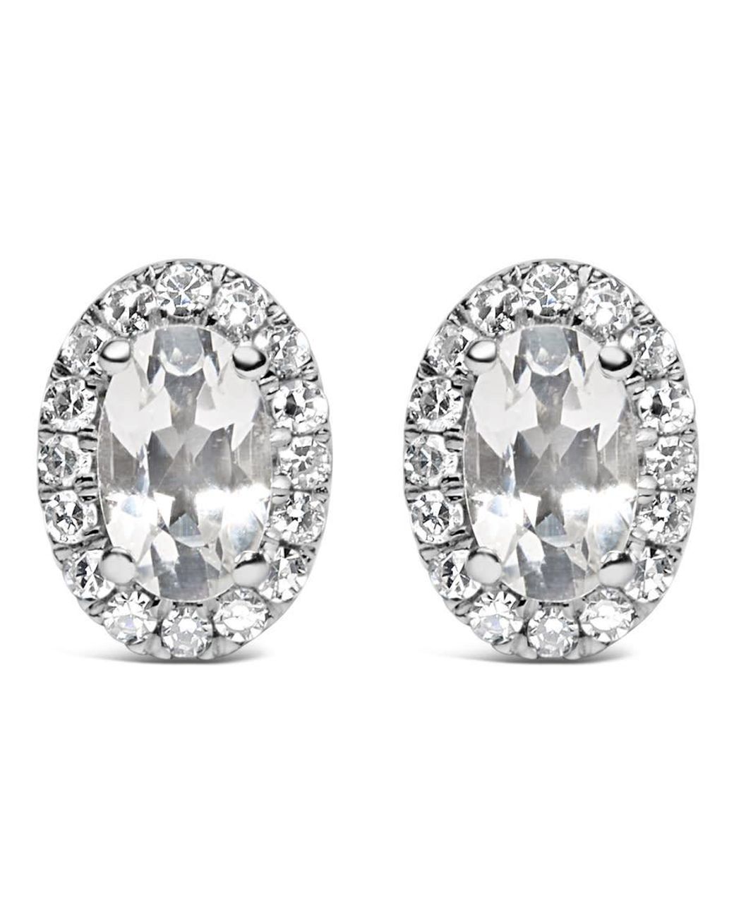 Haus of Brilliance Metallic 10K 5X3 Mm Oval Topaz And Diamond Halo Stud Earrings (I-J Color, I1-I2 Clarity) for men
