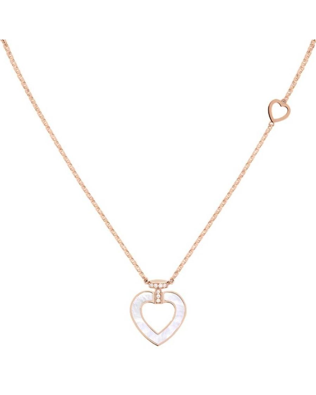 Fred Metallic Pretty 18K Rose Diamond Heart Necklace for men
