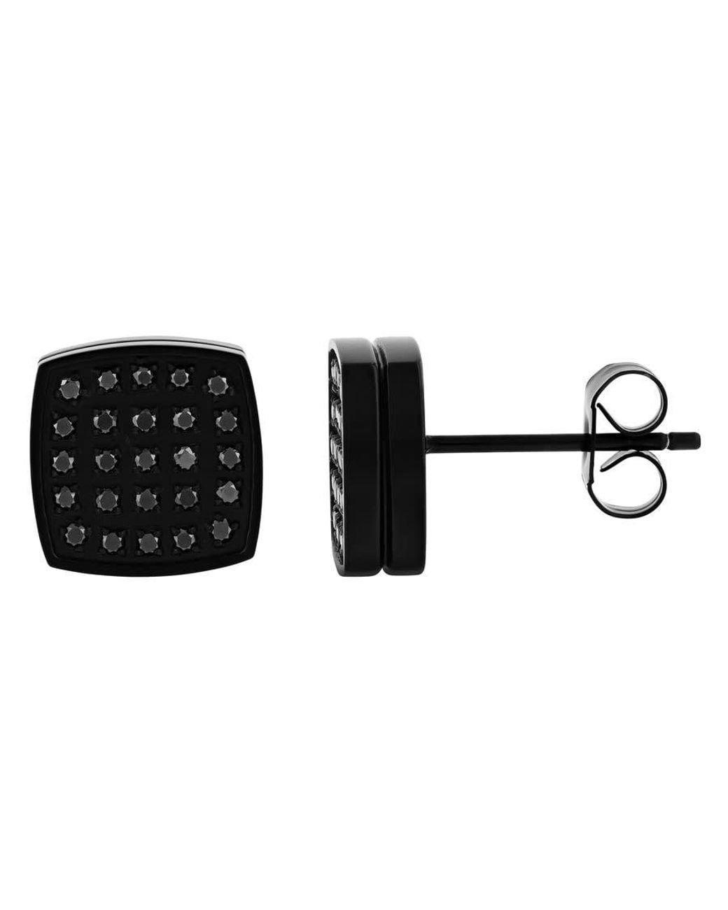 Robert Alton Black 1/4Ctw Diamond Stainless Steel With Finish Stud Earrings for men