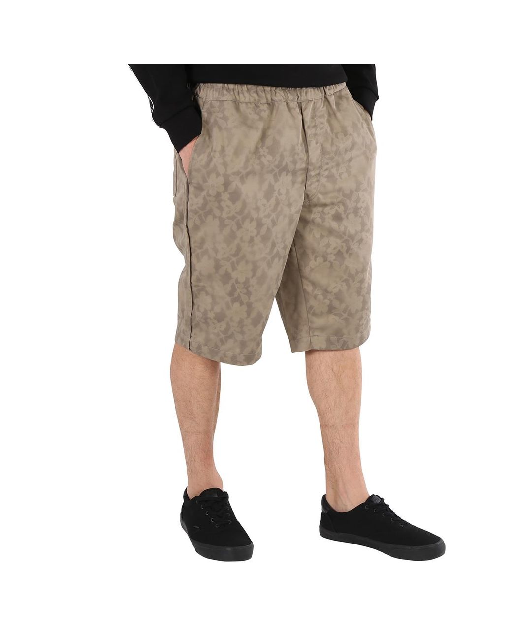 Comme des Garçons Natural Khaki Elasticised Floral Print Shorts for men