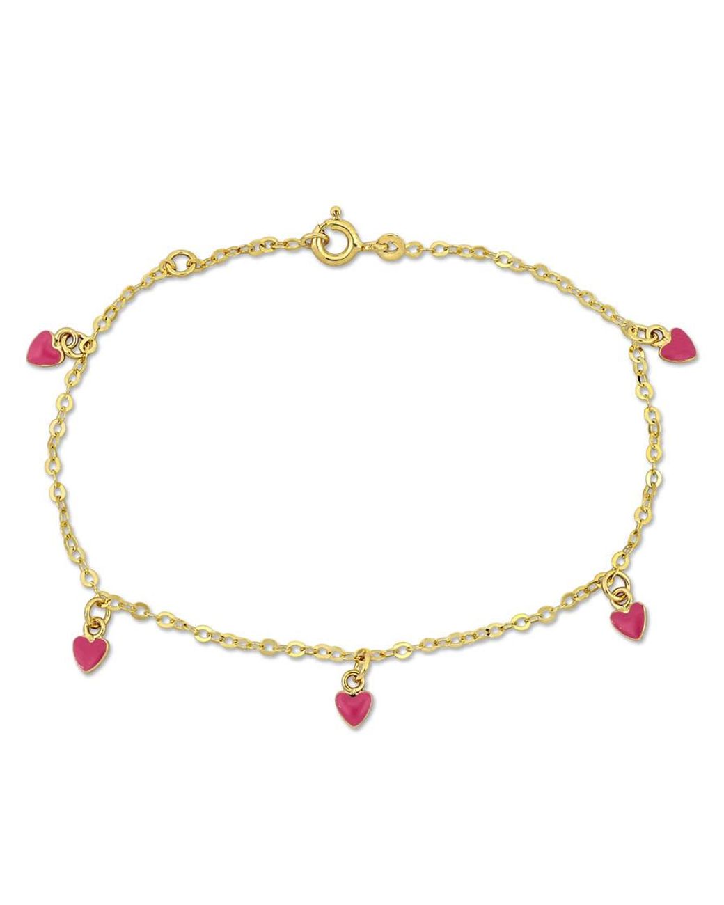 Amour Metallic Enamel Heart Charm Link Chain Station Bracelet