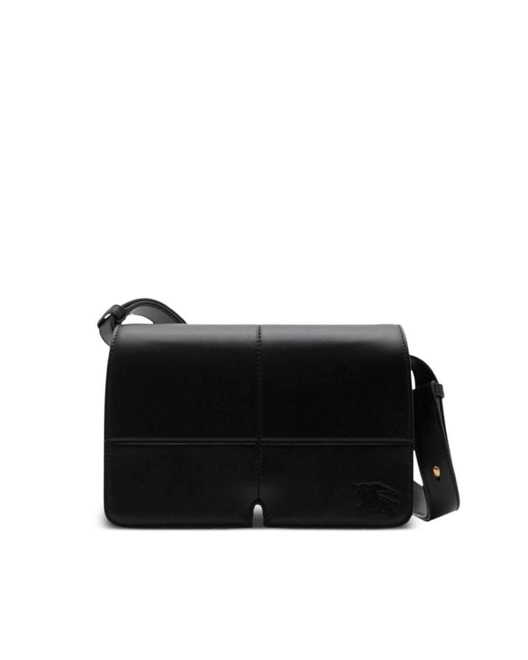 Burberry Black Calf Leather Equestrian Knight Snip Shoulder Bag