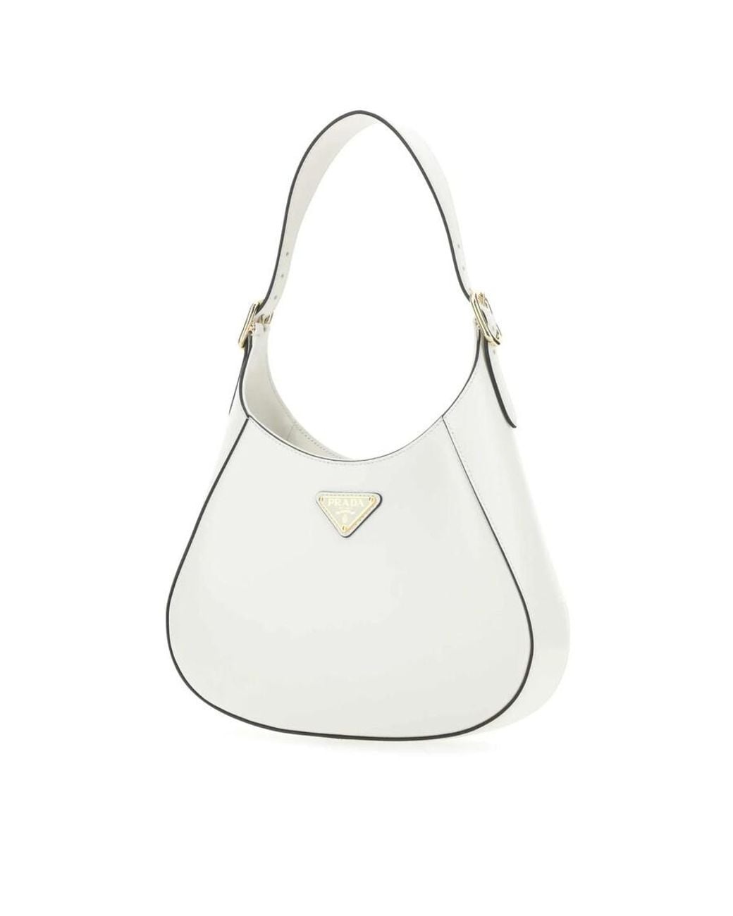Prada Natural Leather Shoulder Bag With Triangle Logo