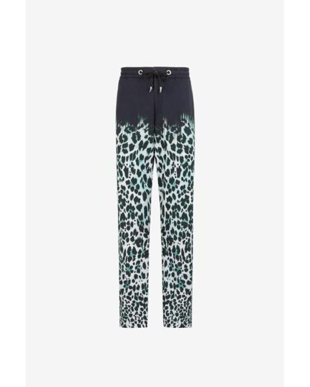 Roberto Cavalli White Leopard-Print Gradient Trousers, Brand Size 46 (Waist for men