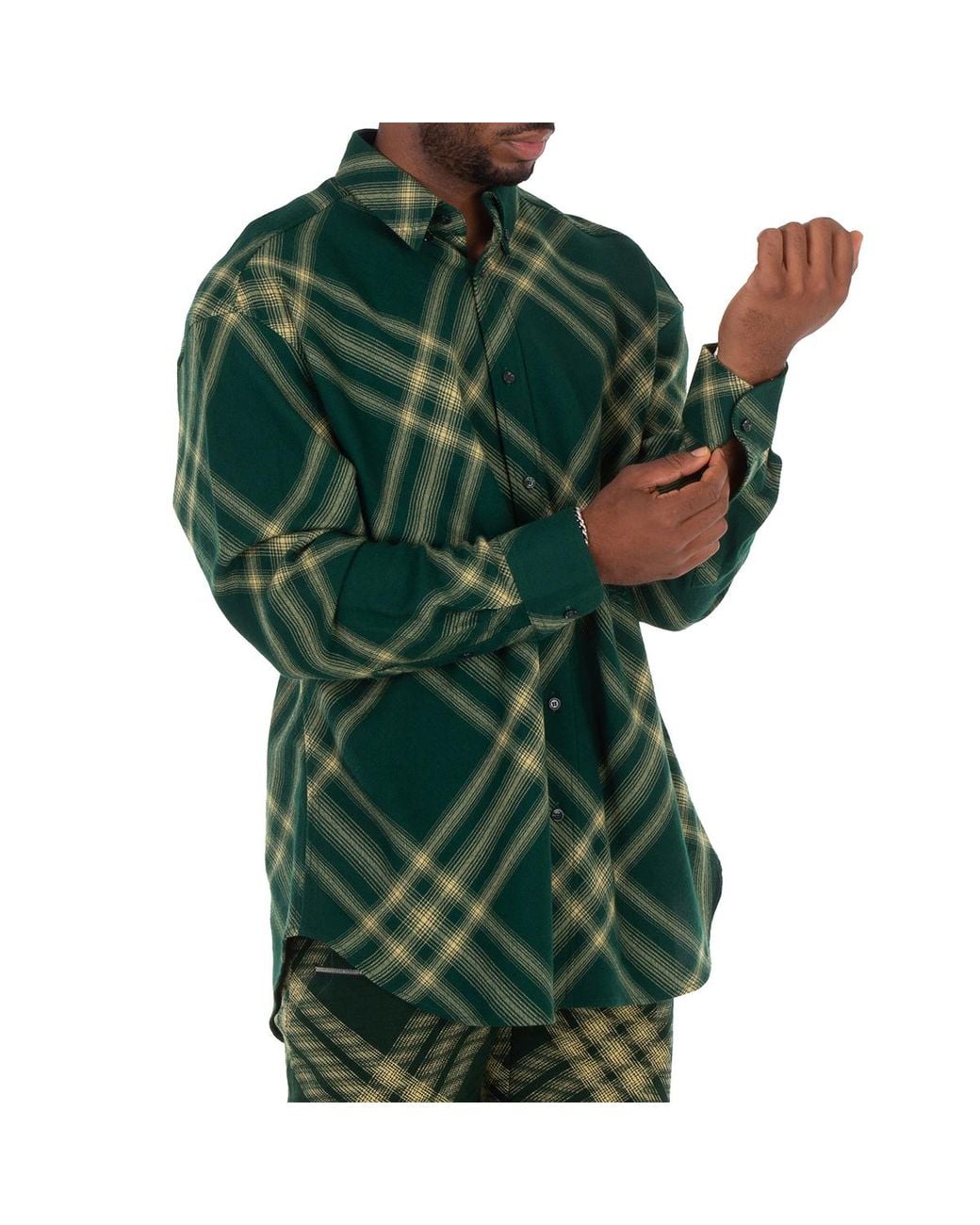 Burberry Green Ombre Check Ekd Wool Shirt for men