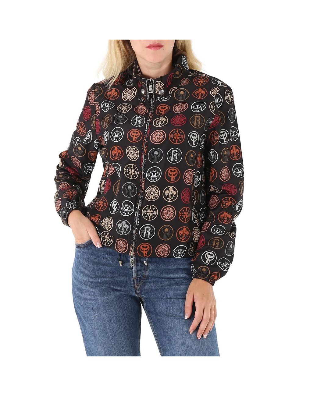 Roberto Cavalli Black Coin-Print Bomber Jacket, Brand Size 40 (Us for men