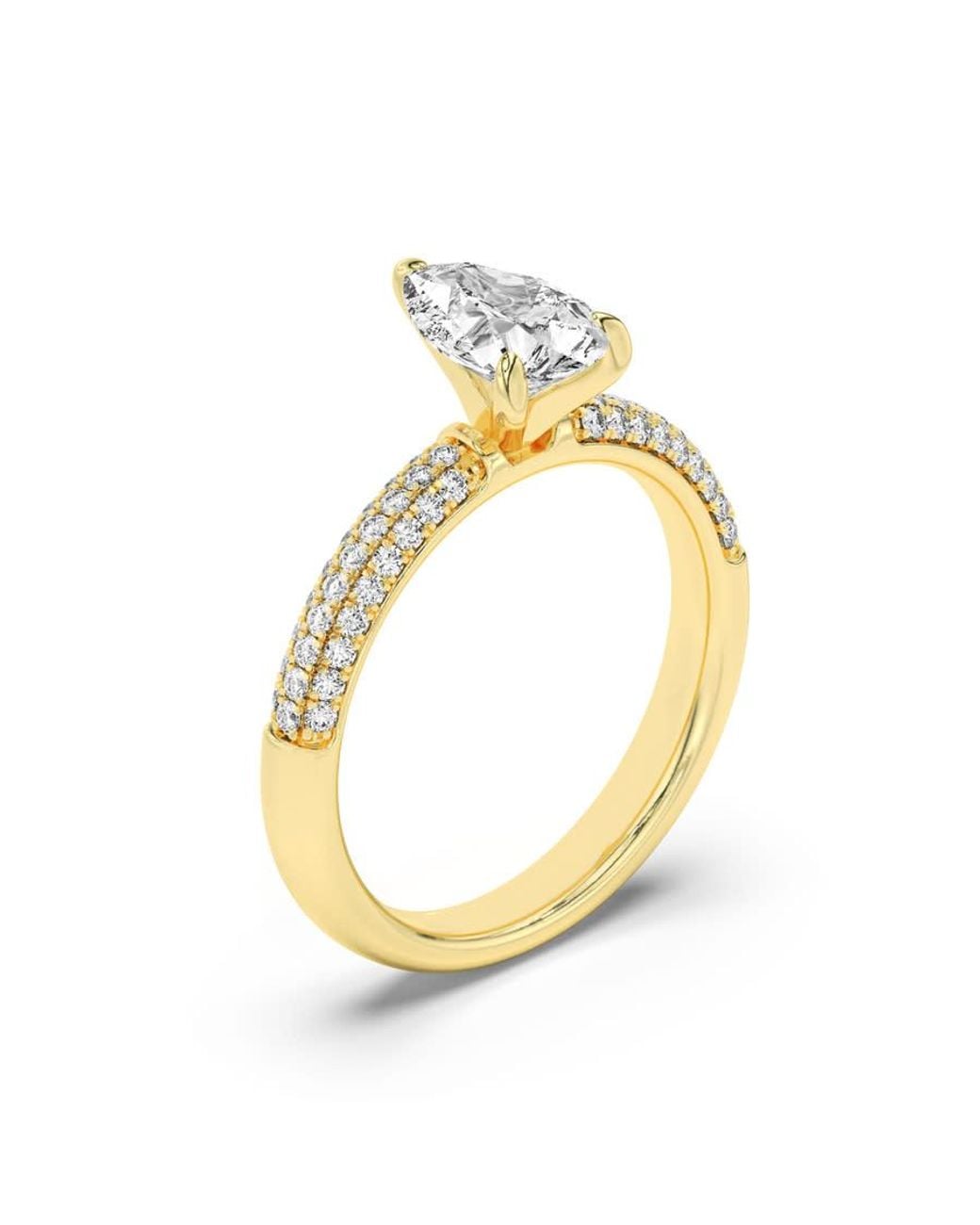 Mure And Co Metallic 1.5Ctw Pear Shaped Lab Grown Diamond (F/Vs) Three Row Micro Pave Engagement Ring for men