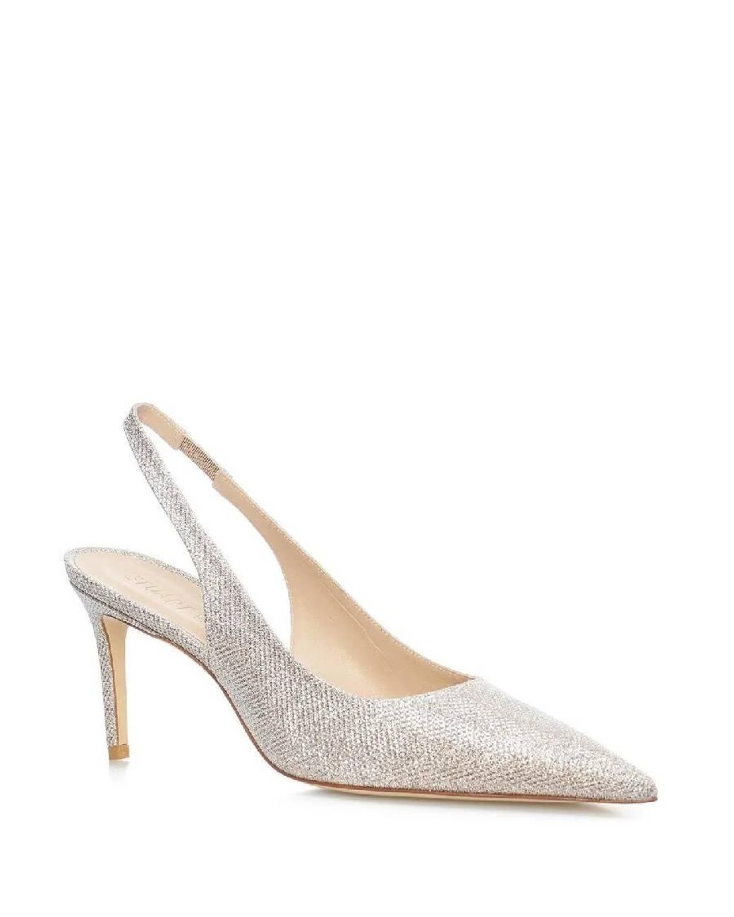 Stuart Weitzman White 75 Leather Slingbacks, Brand Size 36 Us