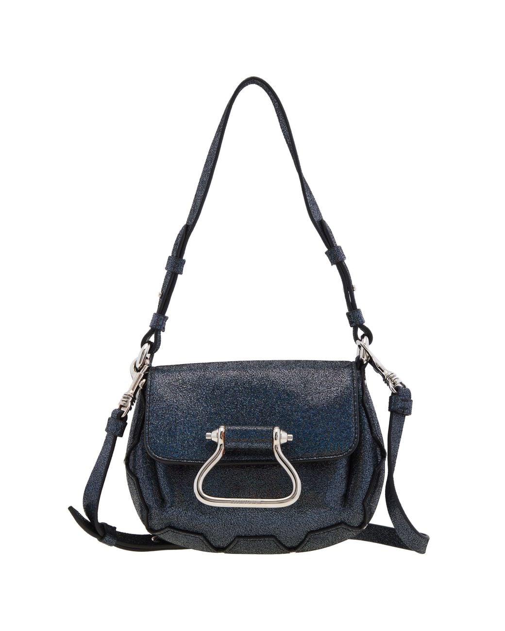 Roberto Cavalli Blue Night Leather Shoulder Bag With Horseshoe Hardware for men