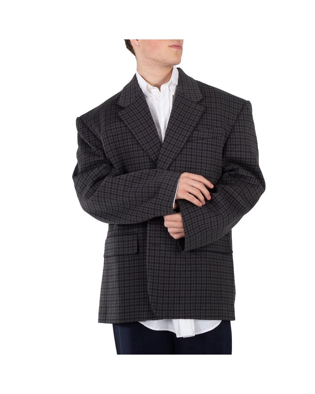 Balenciaga Black Houndstooth Single-Breasted Blazer, Brand Size 1 for men