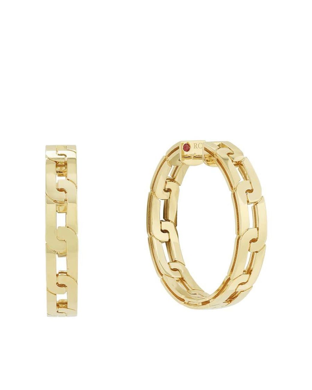 Roberto Coin Metallic 18k Yellow Gold Navarra Collection Hoop Earrings for men