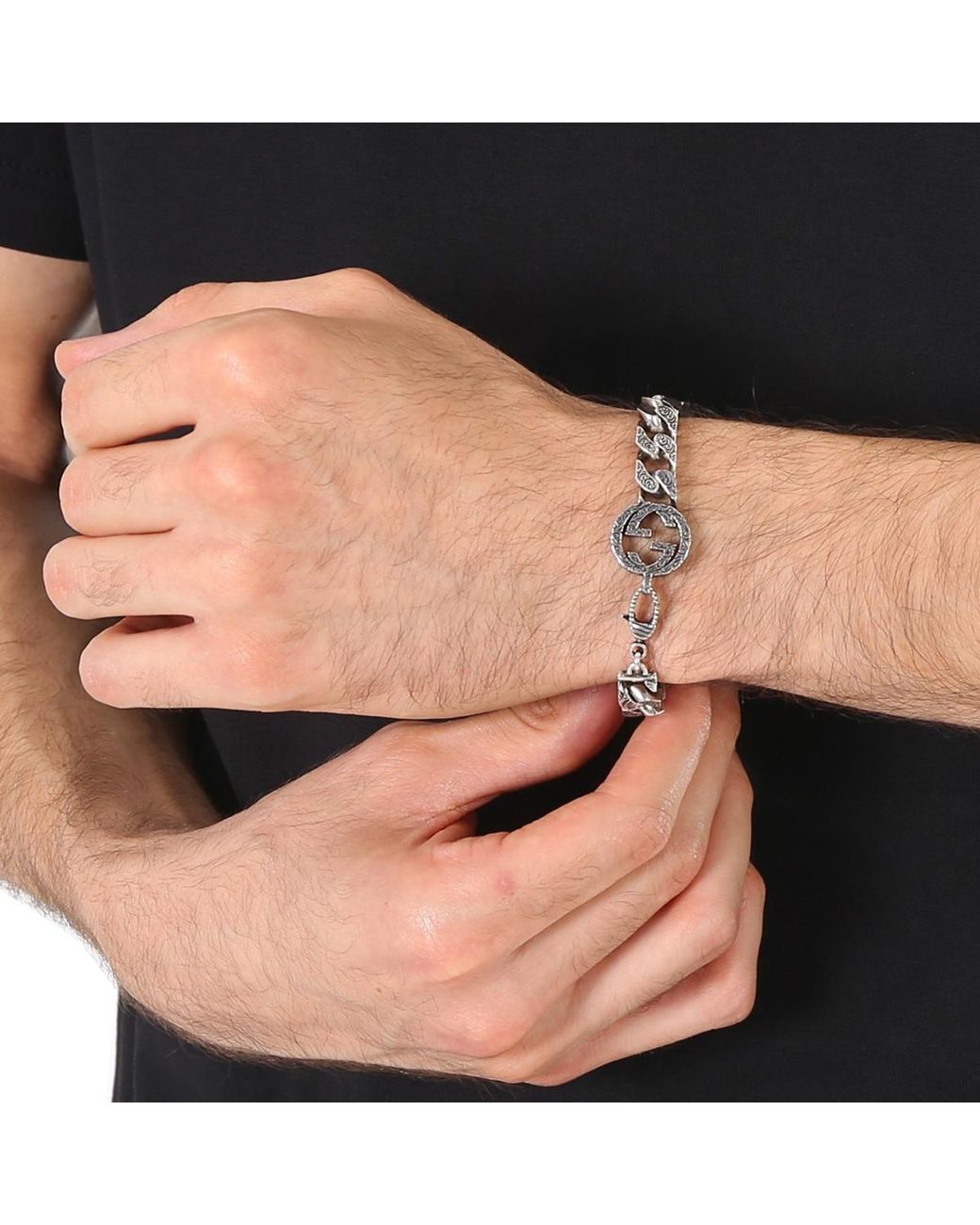 Gucci Blue Interlocking G Chain Bracelet for men