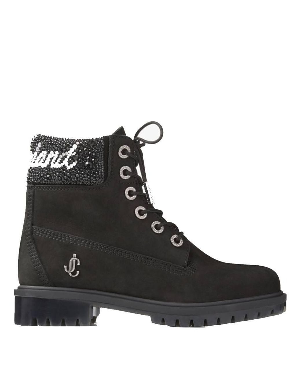 Jimmy Choo Black X Timberland 6-Inch Crystal Cuff Boots