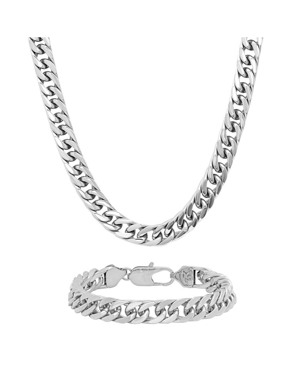 Robert Alton Metallic Curb Link Stainless Steel Jewelry Gift Set for men