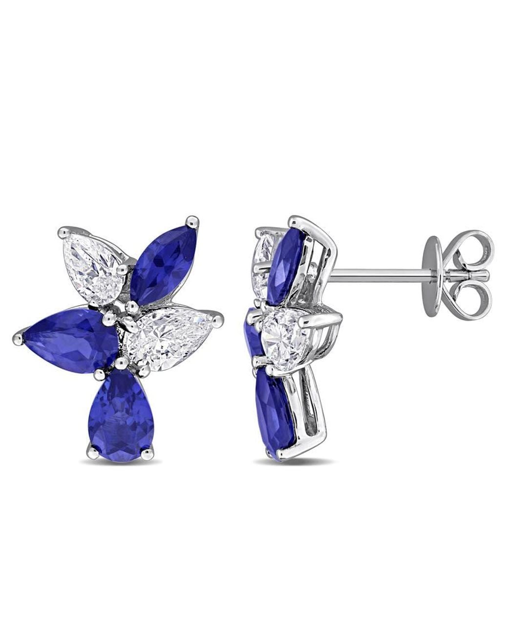 Created Forever Blue 1Ct Tw Pear Lab Shape Lab-Grown Diamond And 2 7/8Cttgw Created Sapphire Earrings for men