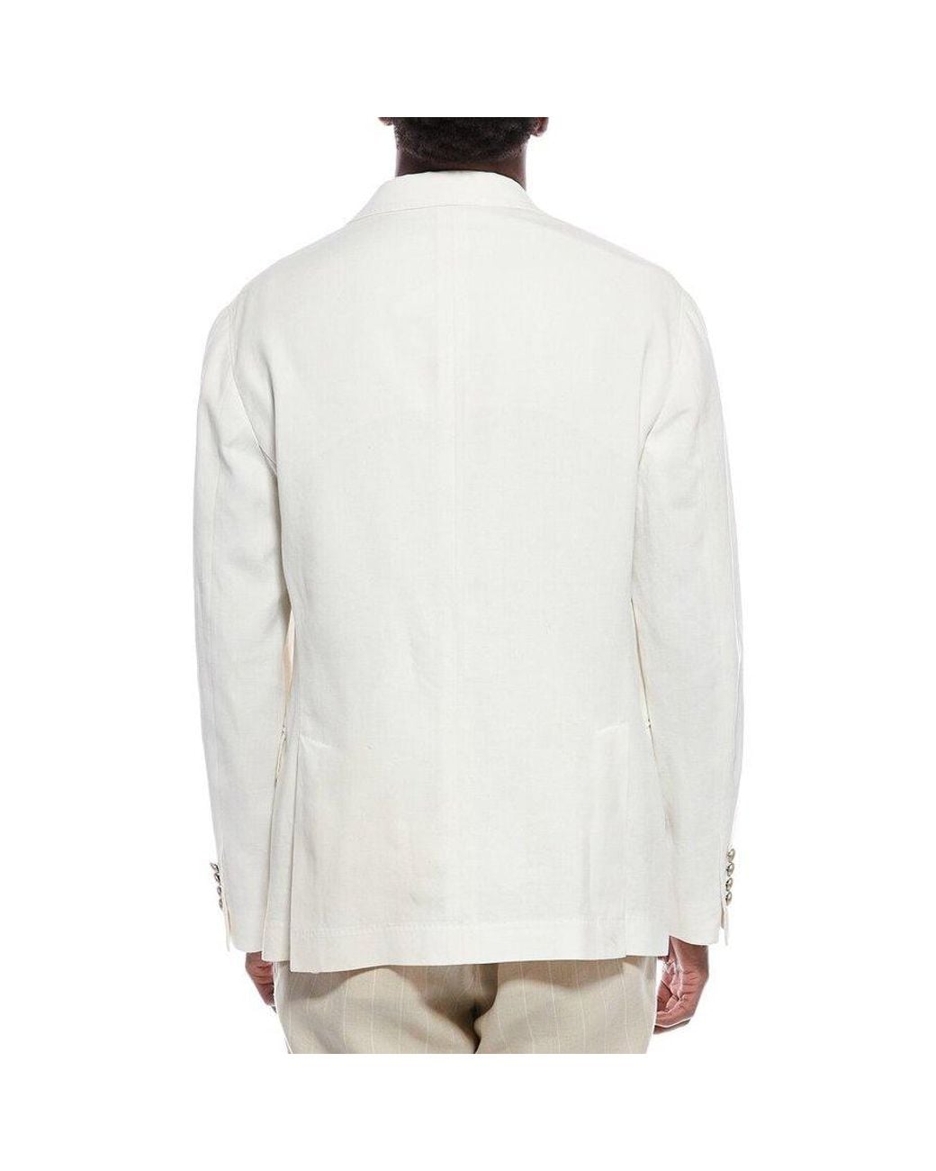 Brunello Cucinelli White Panama Linen Tailored Blazer, Brand Size 46 (Us for men