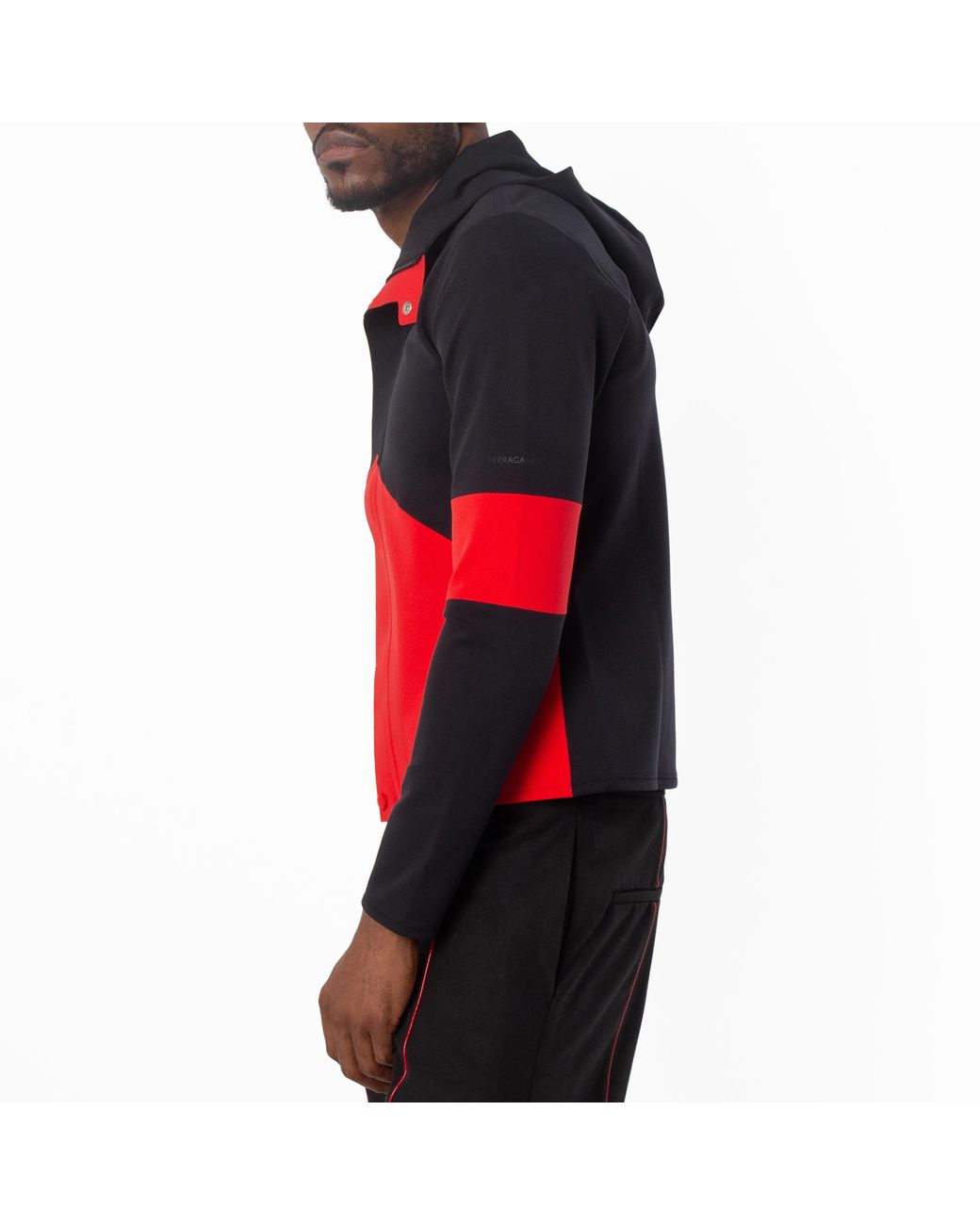 Ferragamo Red Ferragamo Colorblock Hooded Rain Jacket for men