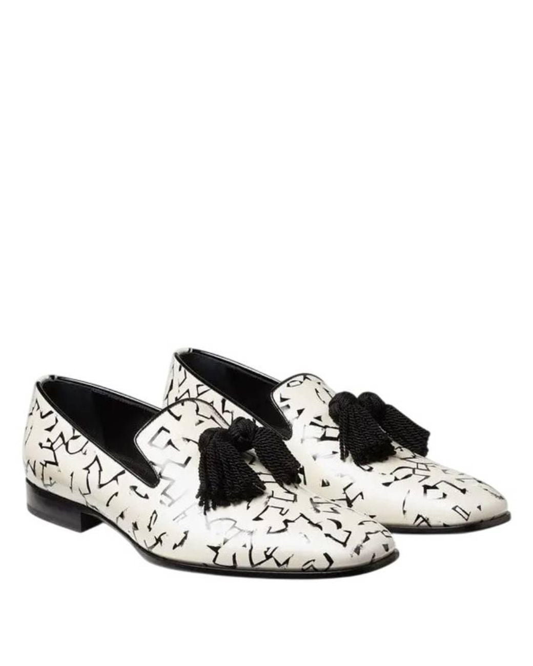 Jimmy Choo Black Eric Haze Foxley Artwork Printed Loafers, Brand Size 42 Us for men