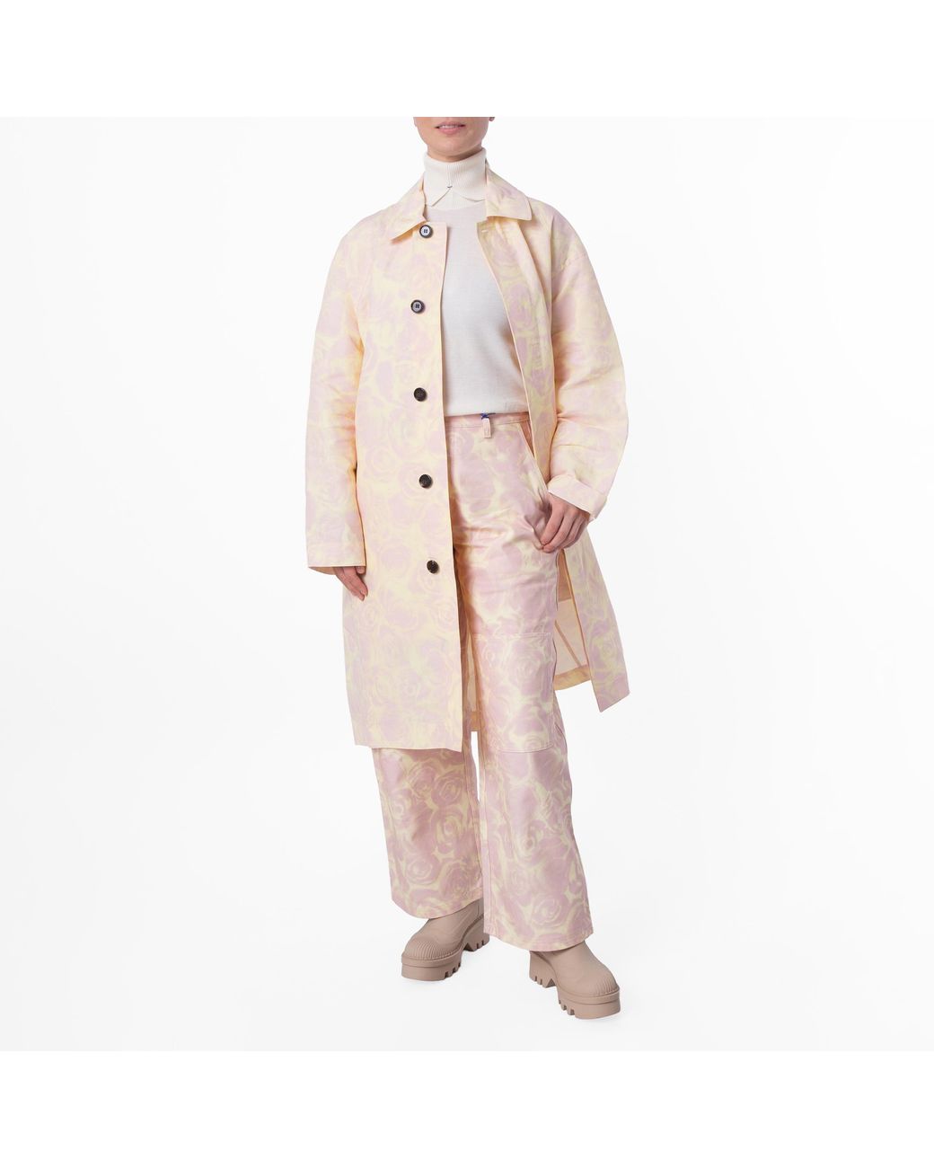 Burberry Natural Rose Print Taffeta Coat, Brand Size 8 Us for men