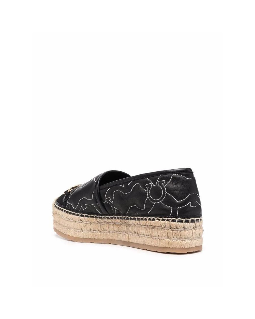 Ferragamo Black Gancini Logo-Embroidered Espadrilles