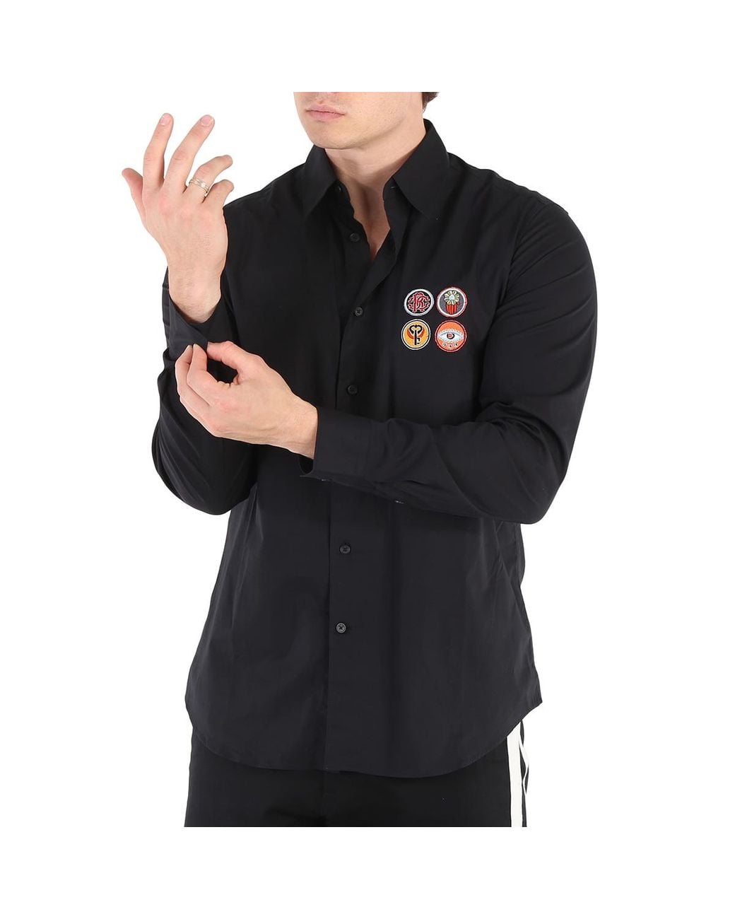 Roberto Cavalli Black Slim Fit Lucky Symbols Shirt, Brand Size 50 (Us for men