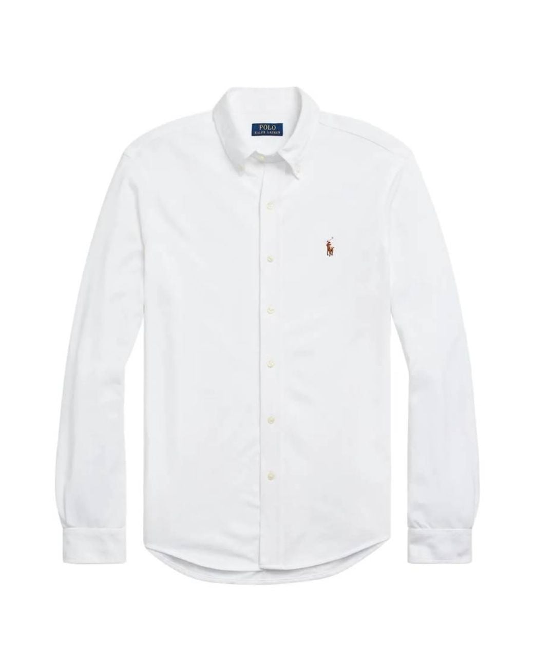 Polo Ralph Lauren White Oxford Mesh Long-Sleeve Shirt for men