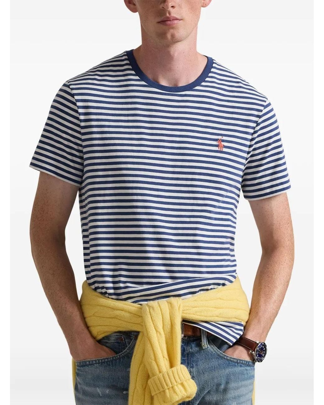 Polo Ralph Lauren Blue Striped Jersey T-Shirt for men