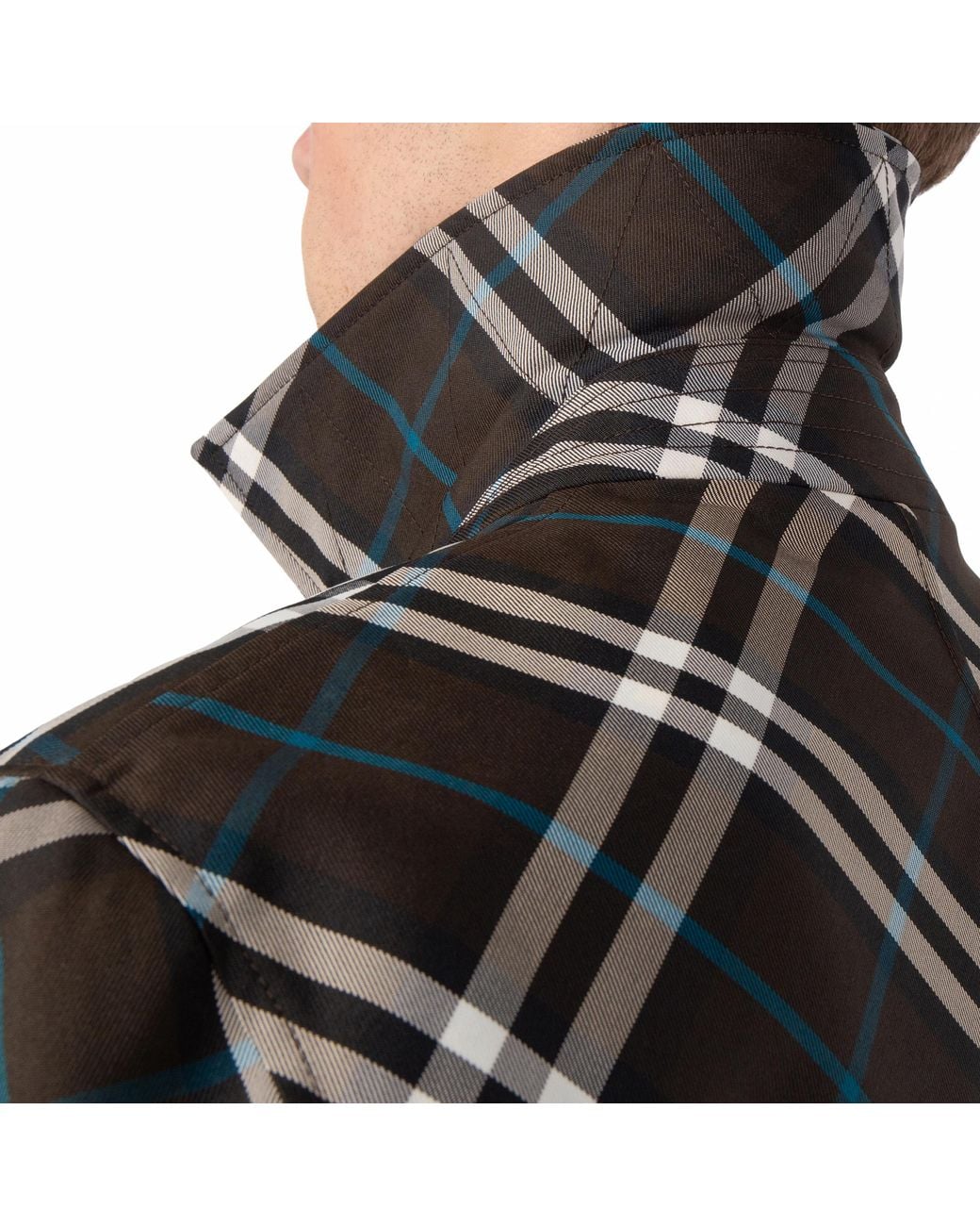 Burberry Black Check Print Mid-Length Car Coat, Brand Size 52 Us for men
