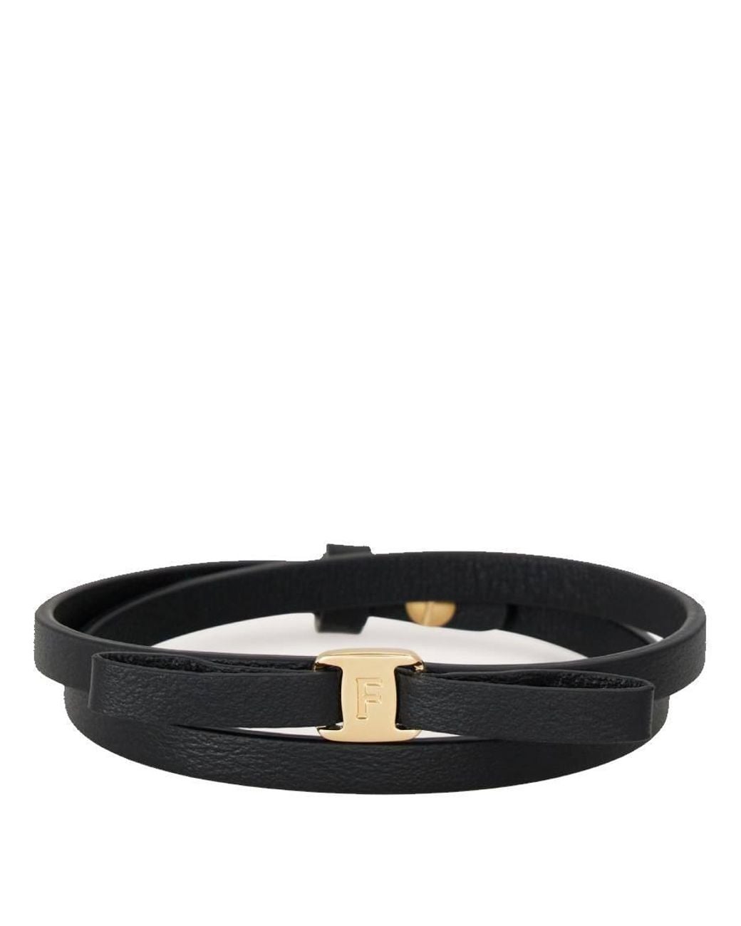 Ferragamo Black Mini Bow Double-Wrap Bracelet for men