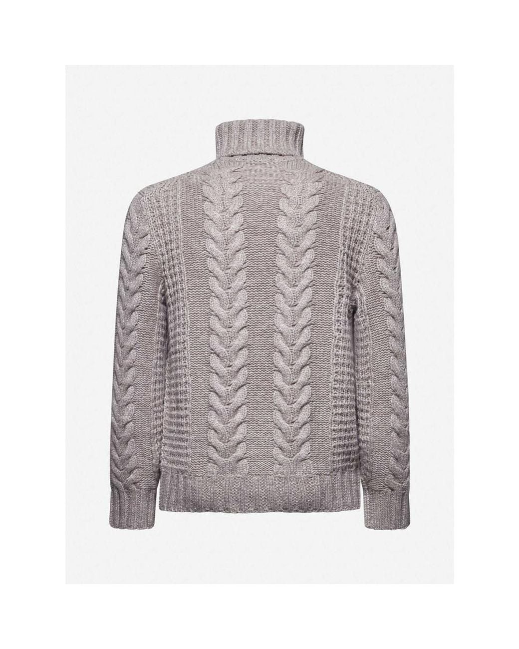 Brunello Cucinelli Gray Taupe Cable Knit Turtleneck Sweater, Brand Size 44 (Us for men