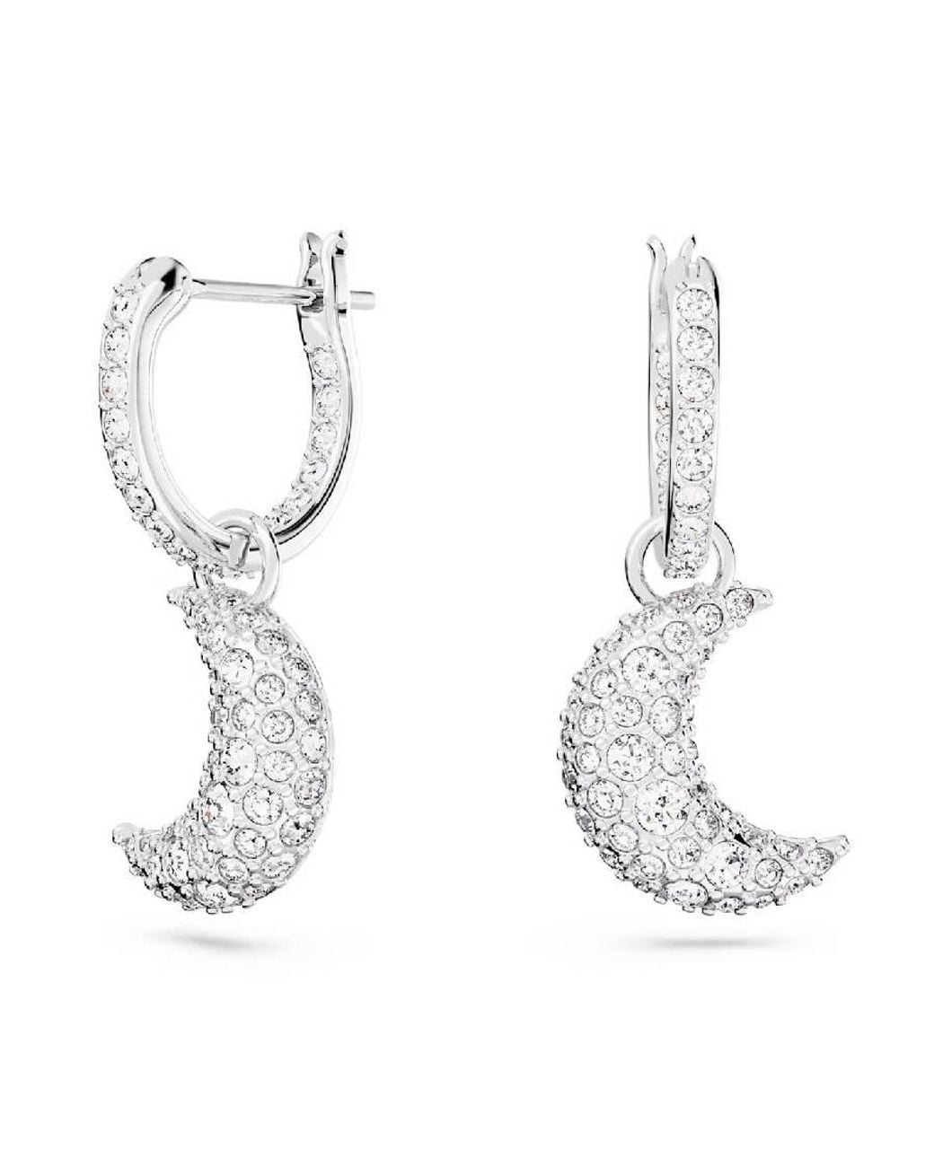 Swarovski White Rhodium Plated Lunda Drop Earrings for men