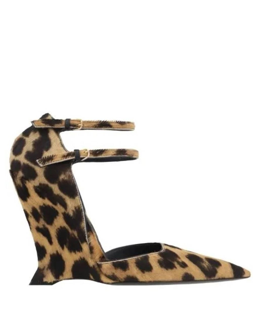 Ferragamo Metallic Vidya Leopard-Print Wedge Pumps