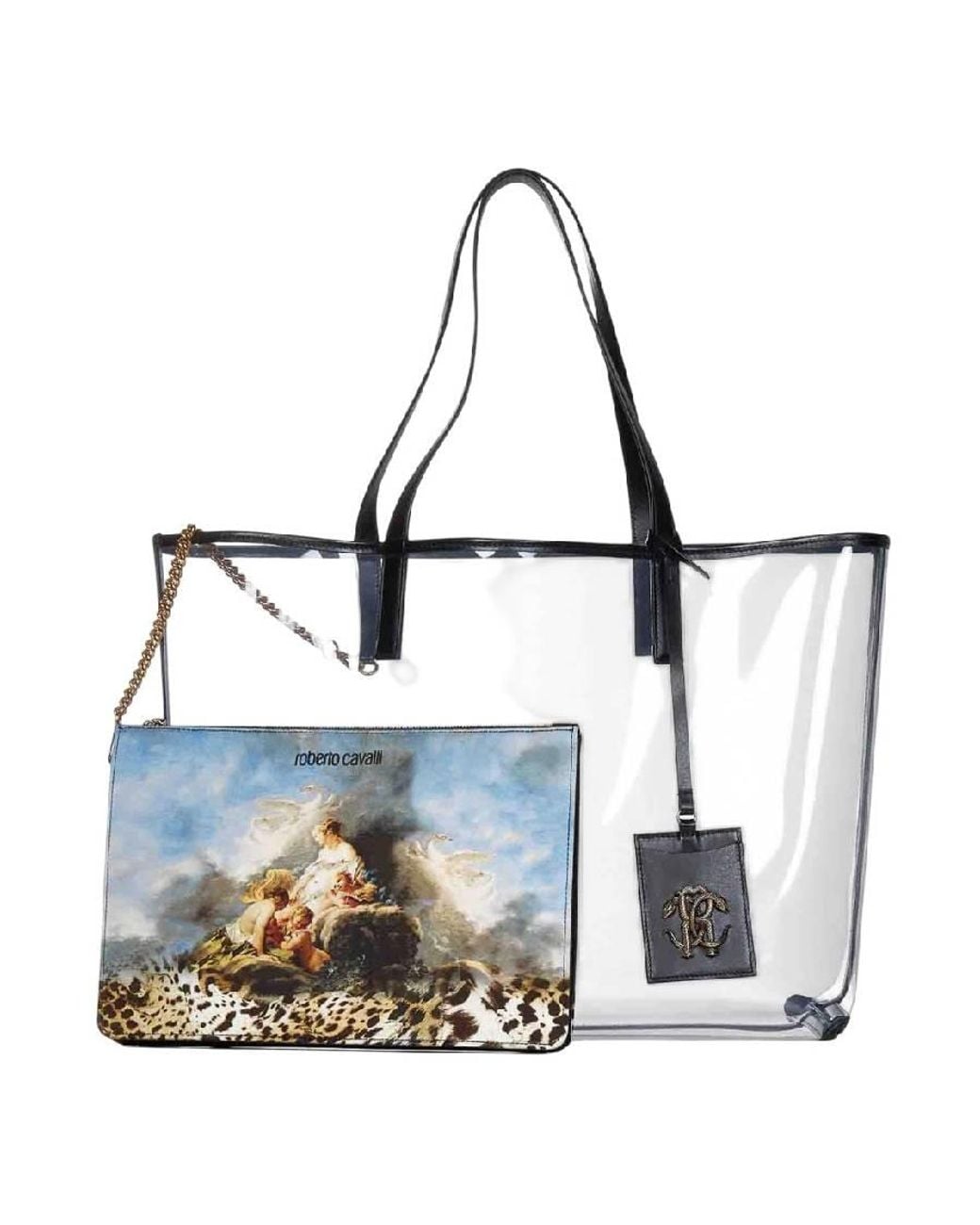Roberto Cavalli Metallic Transparent Pvc Shopping Bag for men