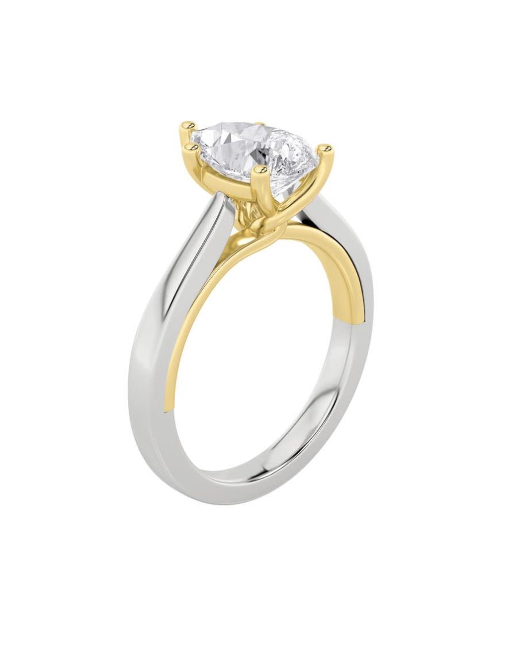Mure And Co Metallic 1Ctw Pear Shaped Lab Grown Diamond (F/Vs) Two Tone Twisted Basket Cathedral Shank Solitaire Ring for men