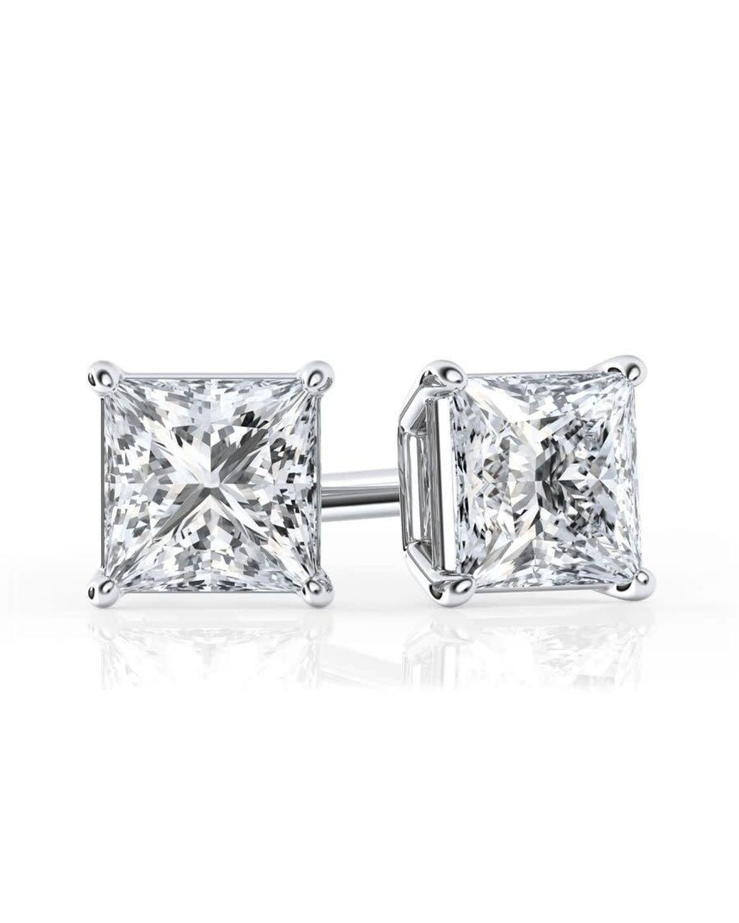 Brilliant Diamond Metallic 1/3 Carat Princess Cut Lab Grown Diamond Stud Earrings for men