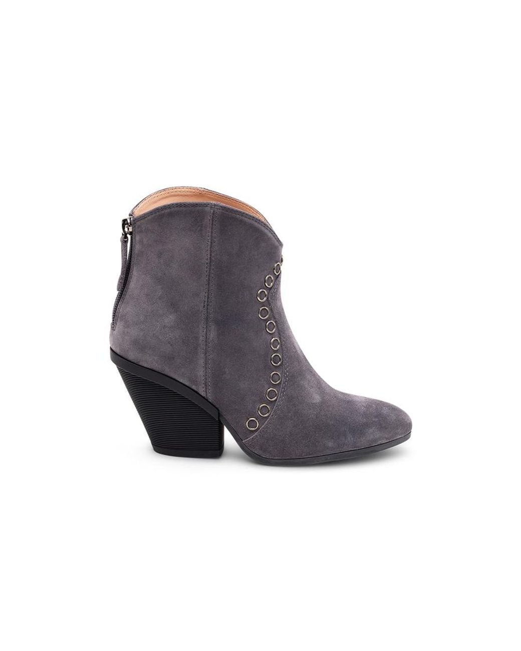 Hogan Gray Eyelet-Embellished Suede Boots
