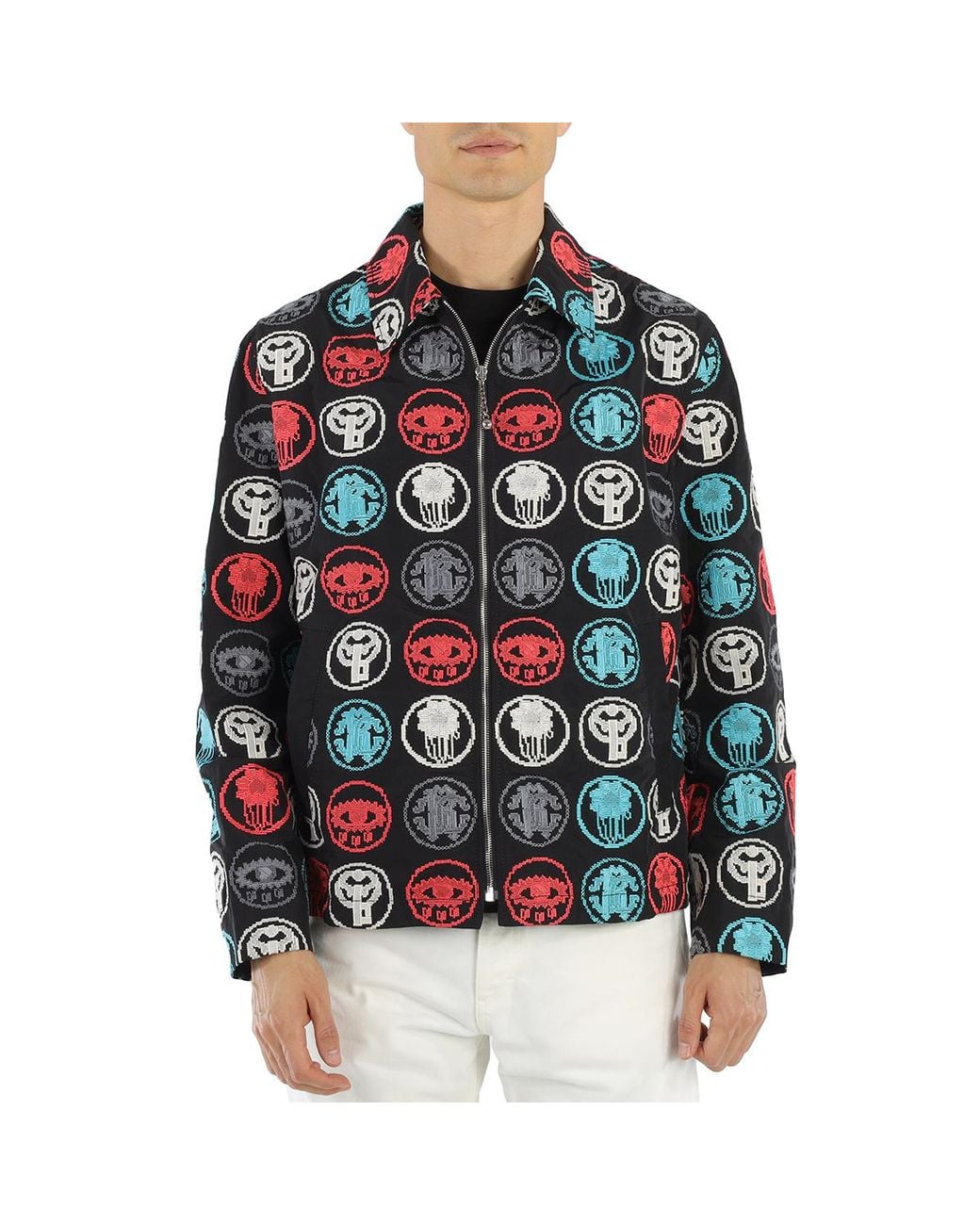 Roberto Cavalli Black Embroidered Lucky Coin Shirt Jacket, Brand Size 48 (Us for men