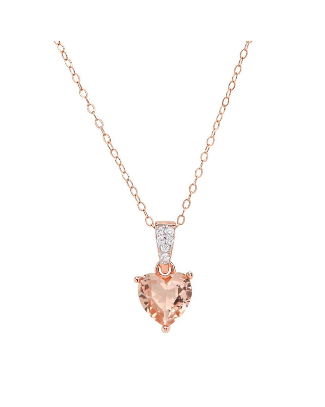 Kylie Harper Metallic 14K Rose Over Heart-Cut Morganite Cz Pendant for men