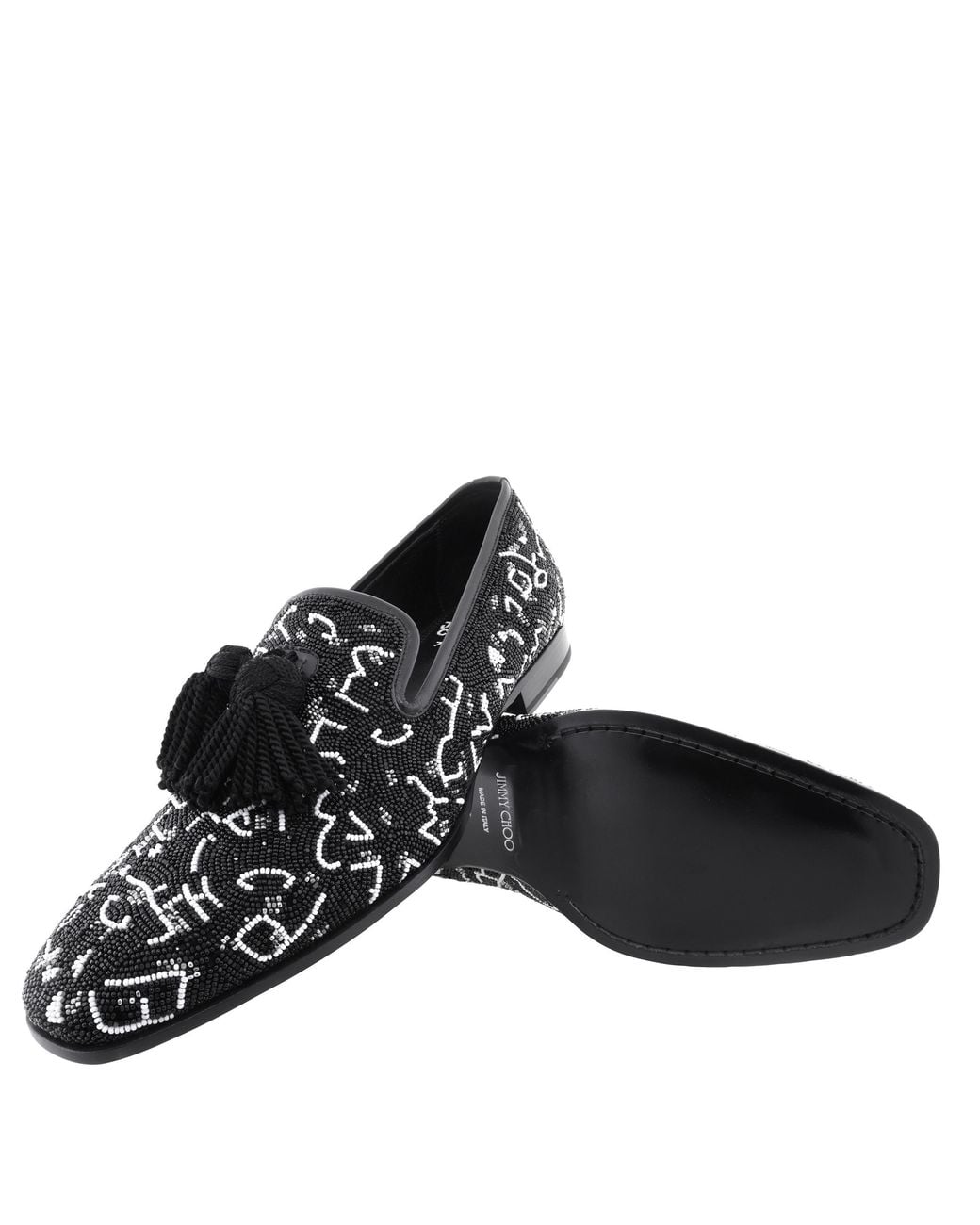Jimmy Choo Black Foxley Caviar Bead Embroideryr Slippers, Brand Size 42 Us for men
