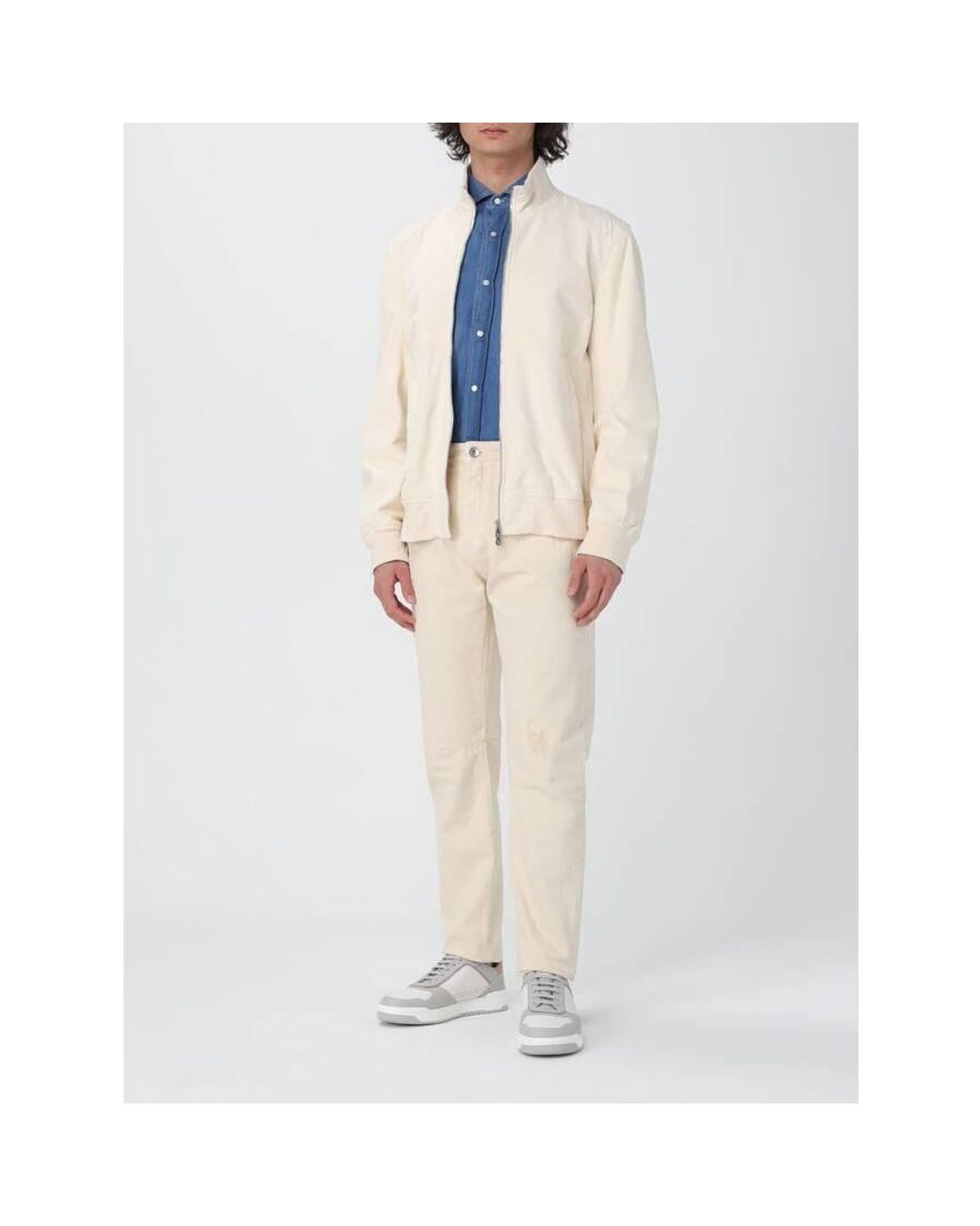 Brunello Cucinelli Natural Leather Zip Jacket for men