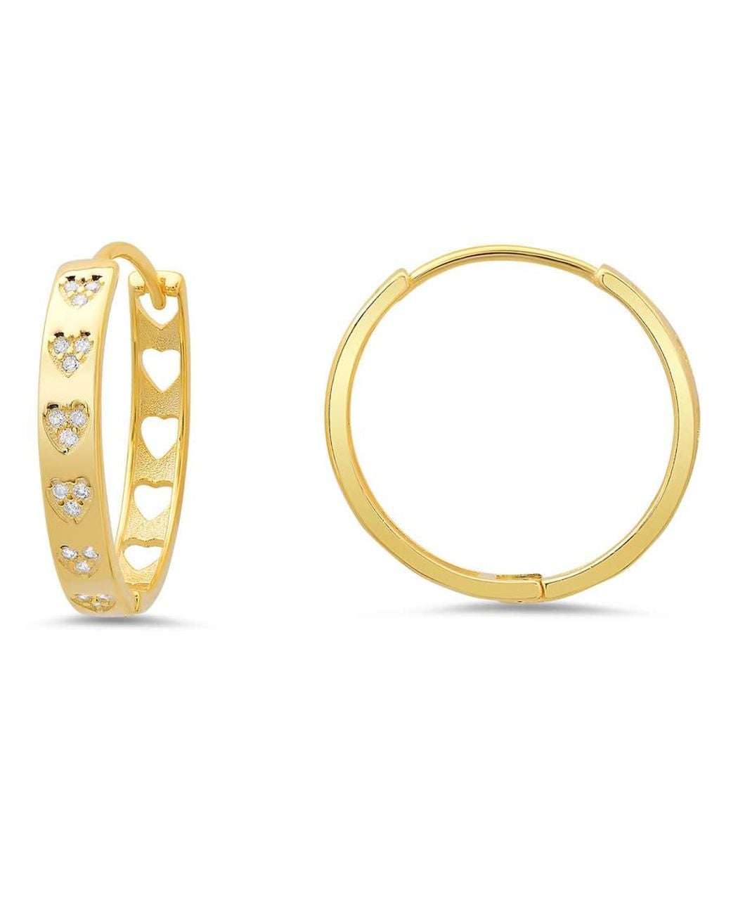 Kylie Harper Metallic 14K Over 25Mm Bezel Inlay Cz Heart Hoop Earrings for men