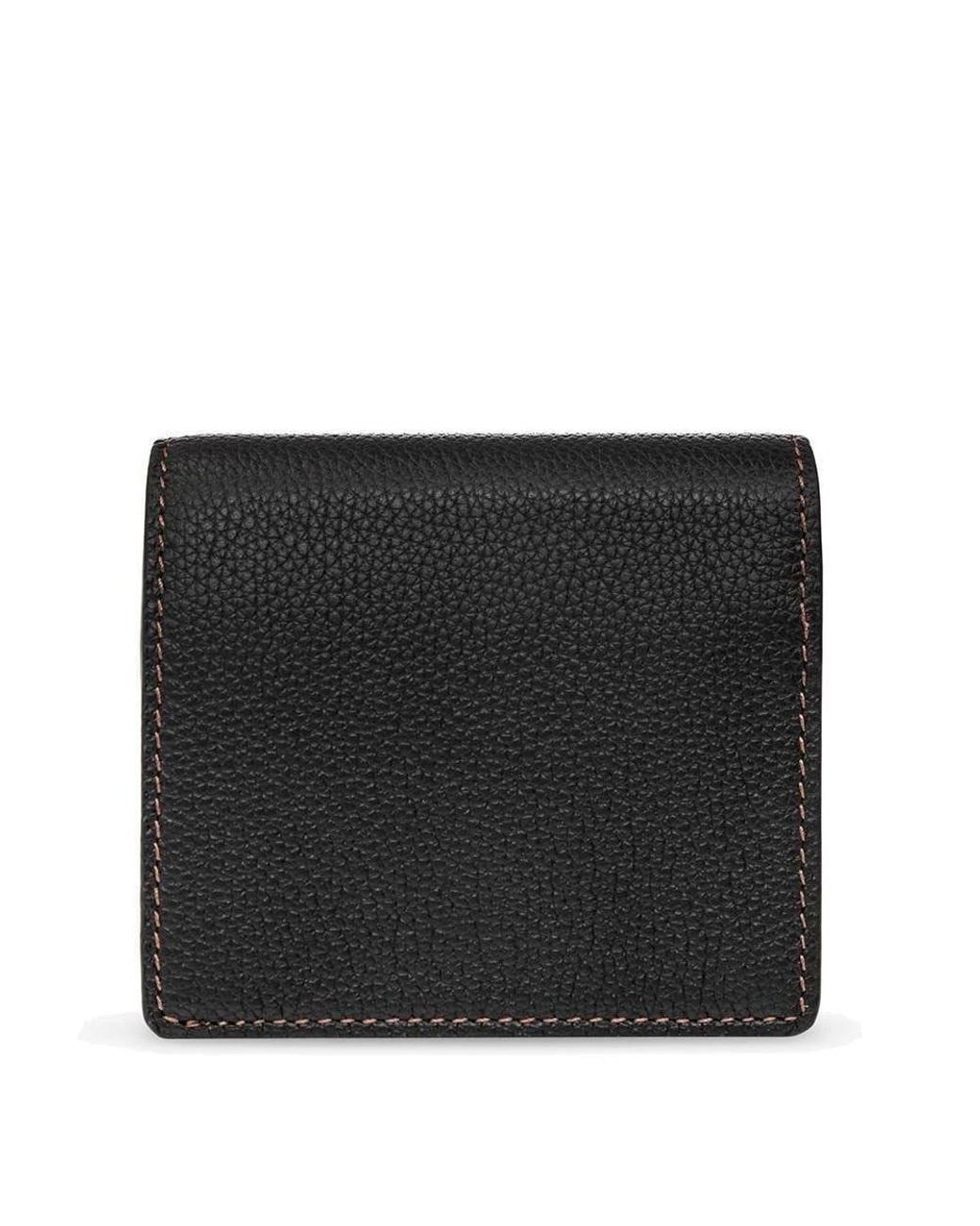 Burberry Black Ladies Grainy Leather Tb Folding Wallet for men