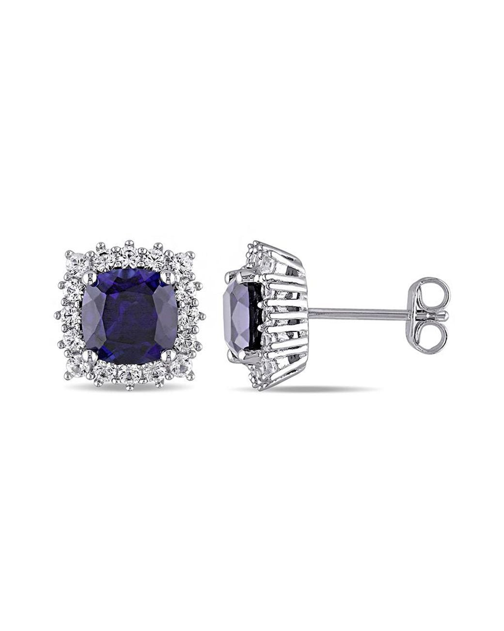 Amour Blue 4 7/8 Ct Tgw Created And Sapphire Stud Earrings for men