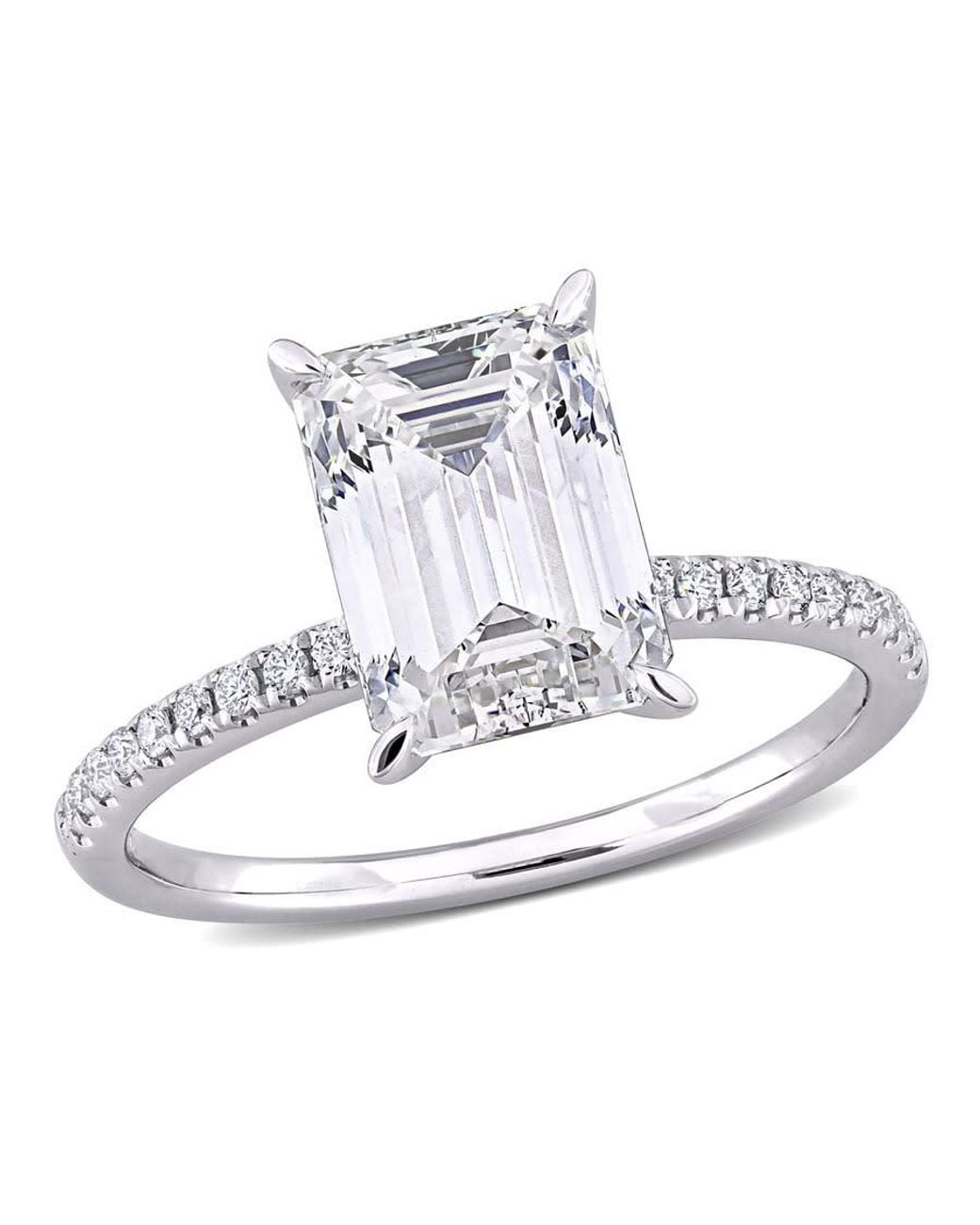 Created Forever Metallic 3 1/10Ct Tdw Emerald-Cut Lab-Created Diamond Engagement Ring for men