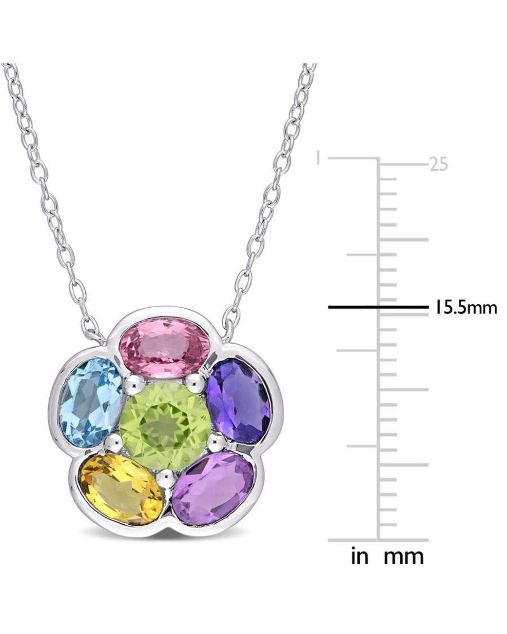 Amour Blue 3 1/3 Ct Tgw Multi-Gem Floral Pendant for men
