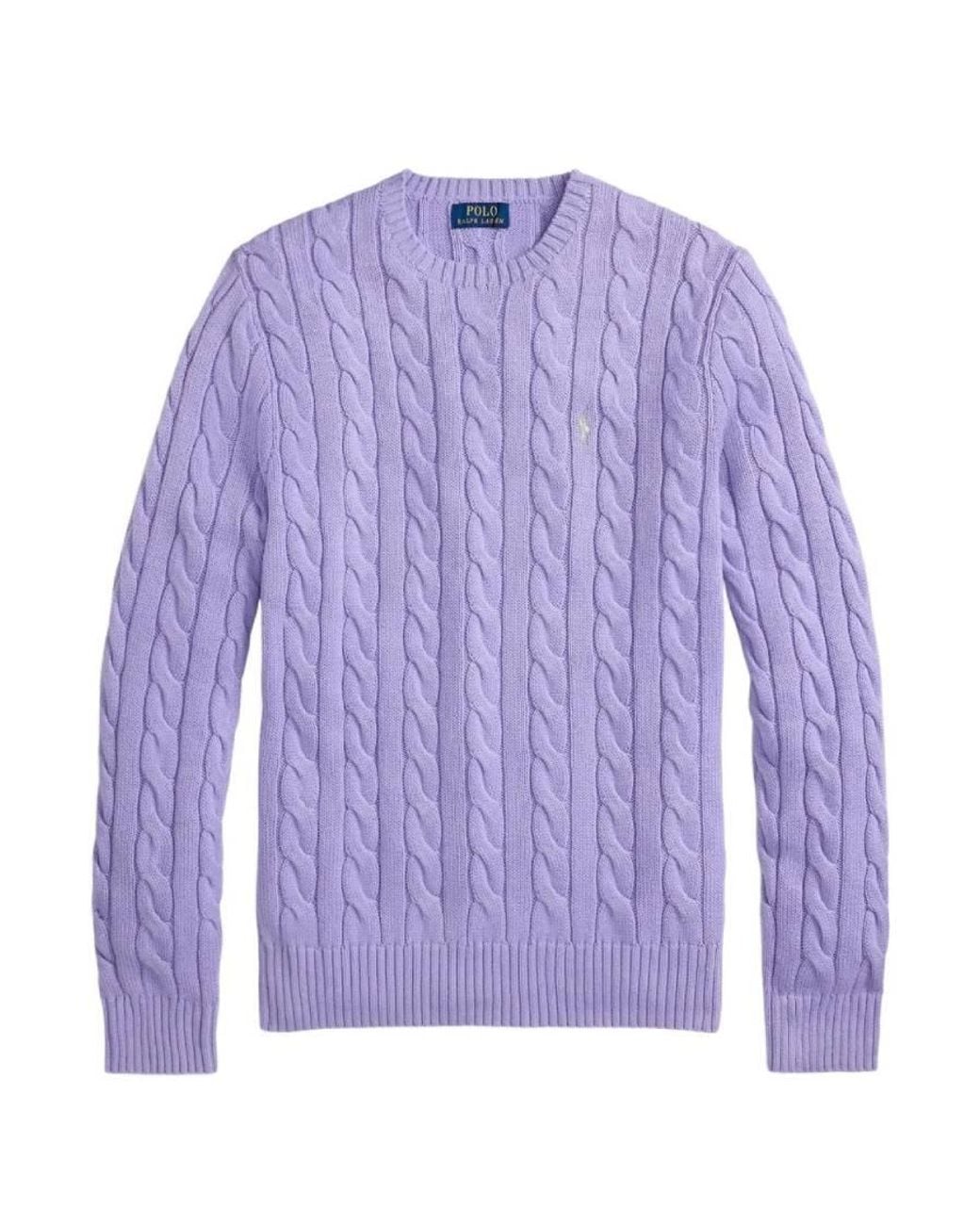 Polo Ralph Lauren Purple Cotton Cable Crew Knit Sweater for men