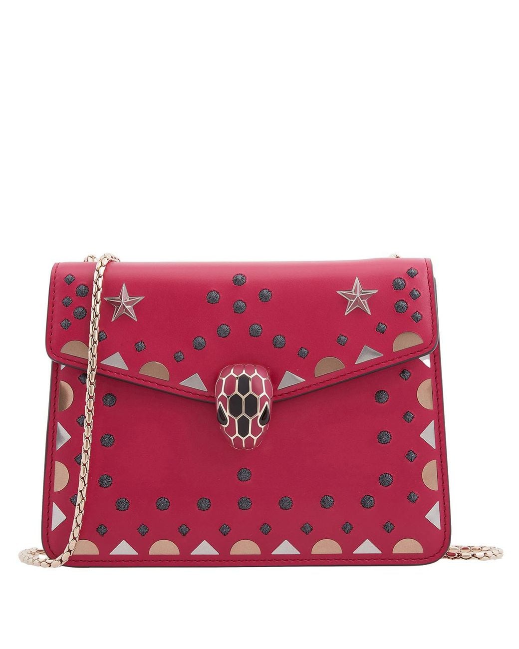 BVLGARI Red Serpenti Forever Star Studs Shoulder Bag
