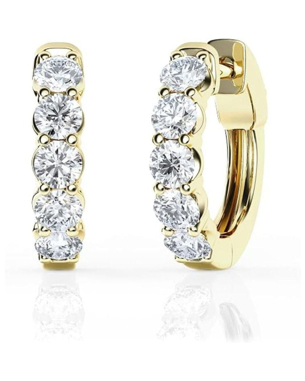 Brilliant Diamond Metallic 1.00 Carat Round Lab Grown Diamond Huggie Hoop Earrings for men