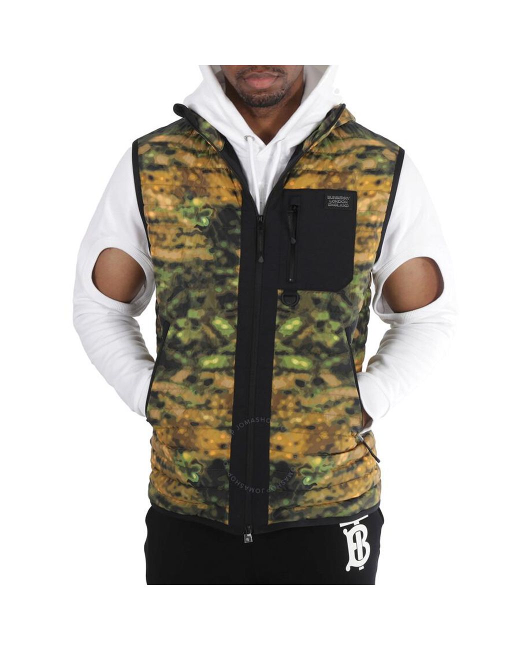 Burberry Dark Fern Camouflage Print Puffer Gilet in Green for Men Lyst