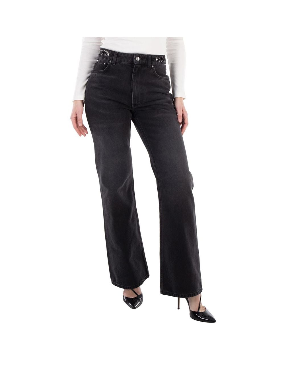 Rabanne Blue Paco High-Waist Straight Leg Pants